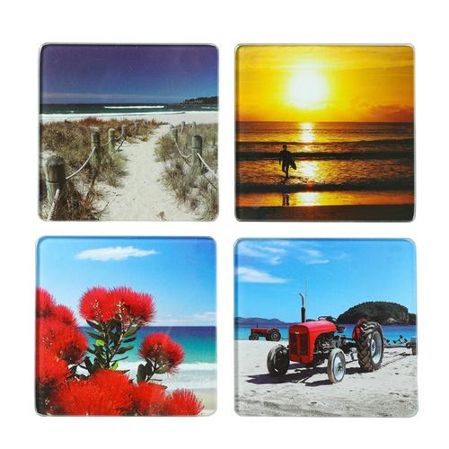 NZ Beach Scenes Coasters Set - Set of 4