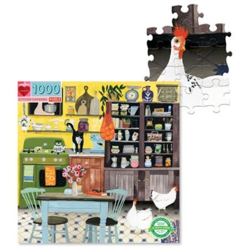 Jigsaw Puzzle - eeBoo Puzzle Kitchen Chickens (1000pcs)