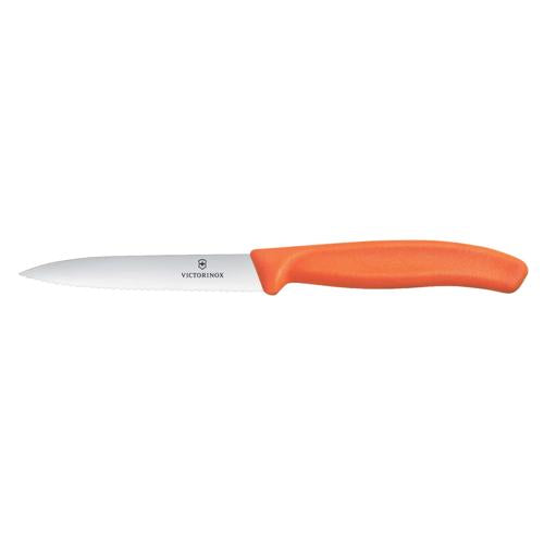 Victorinox Vegetable Knife 6.7739 - 10cm Wavy Blade New Orange Handle