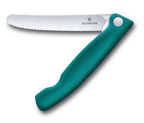 Victorinox Folding Picnic Knife Wavy Blade New Green Handle