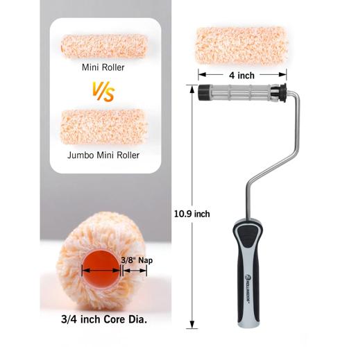 Rolling Dog Mini Paint Roller Sleeves 12mm & Roller 7pce 100mm