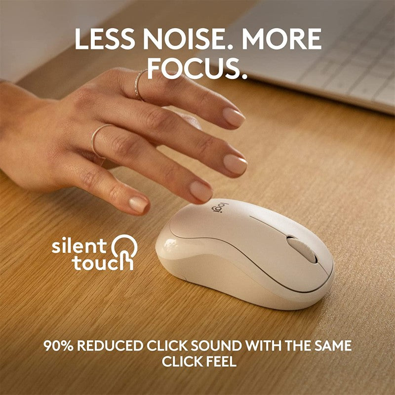 Logitech M240 Silent Bluetooth Mouse - Wireless, 4000 DPI, Compact Design, Off White