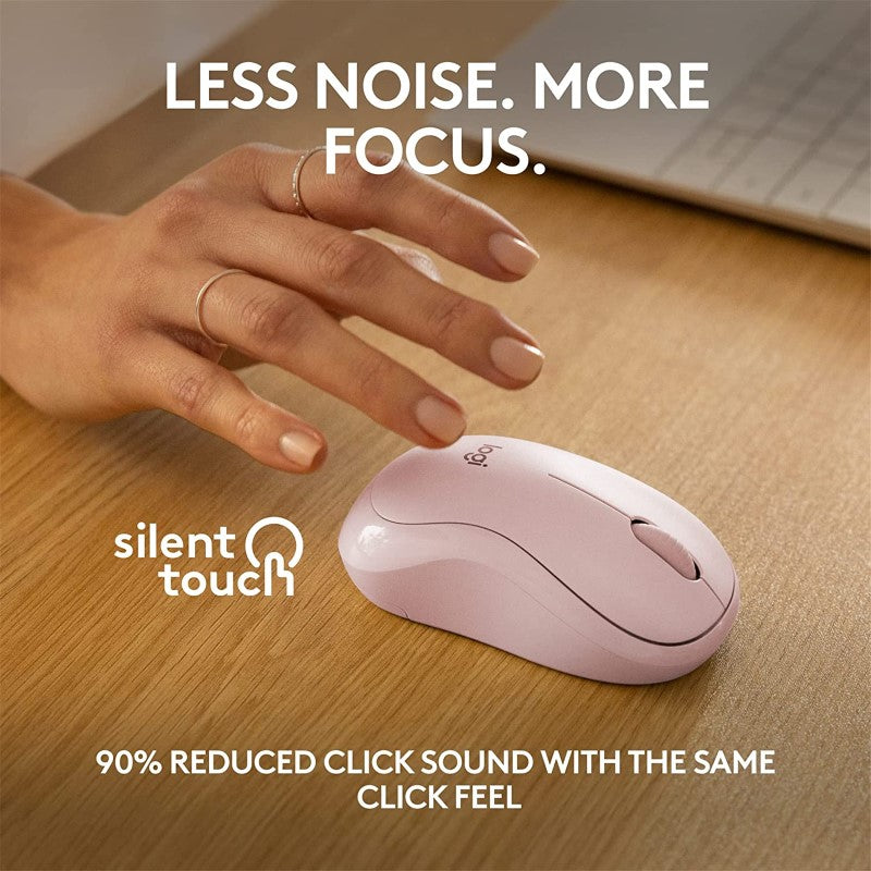 Logitech M240 Silent Bluetooth Mouse - Wireless Optical Precision - Ergonomic Rose Design