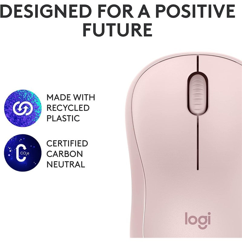 Logitech M240 Silent Bluetooth Mouse - Wireless Optical Precision - Ergonomic Rose Design