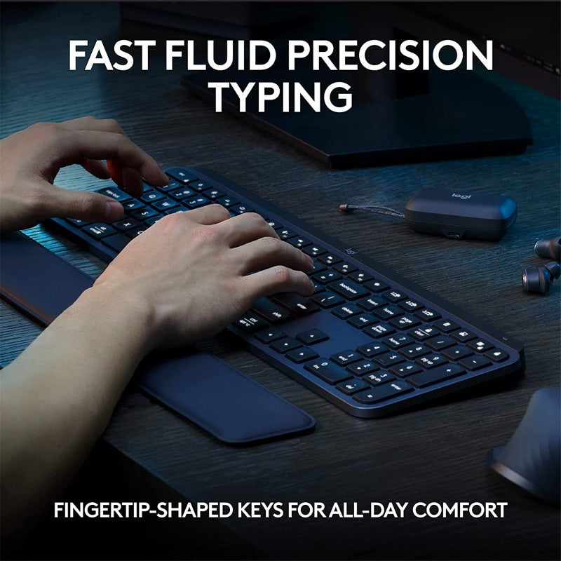 Logitech MX KEYS S Advanced Graphite Keyboard - High-Performance, Backlit, Ergonomic Design