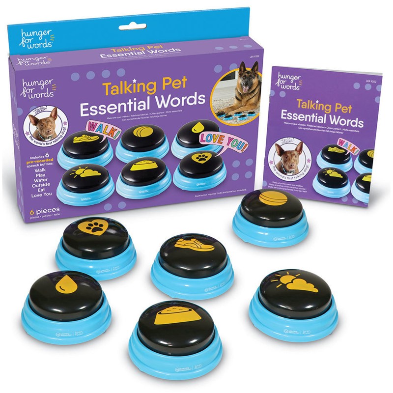 Talking Pet Essential Words Button Set - Teach Your Dog to Communicate | Hunger for Words (6pcs)