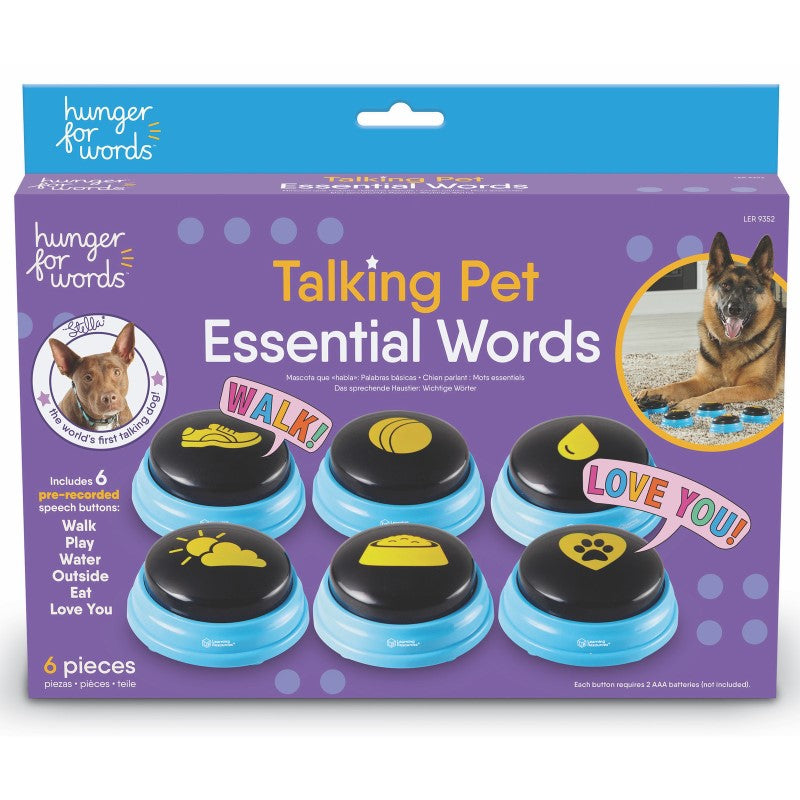 Talking Pet Essential Words Button Set - Teach Your Dog to Communicate | Hunger for Words (6pcs)