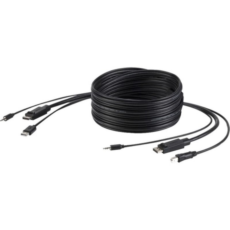 Belkin 6FT DisplayPort USB Audio KVM cable for seamless audio, video, and data connectivity in workspace setups.