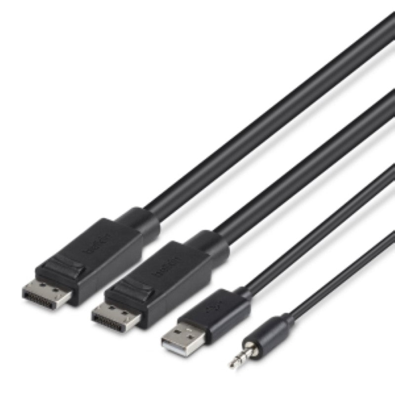 Belkin 6' Dual Head DP to DP KVM Combo Cable for seamless connectivity of keyboard, mouse, and display across devices.