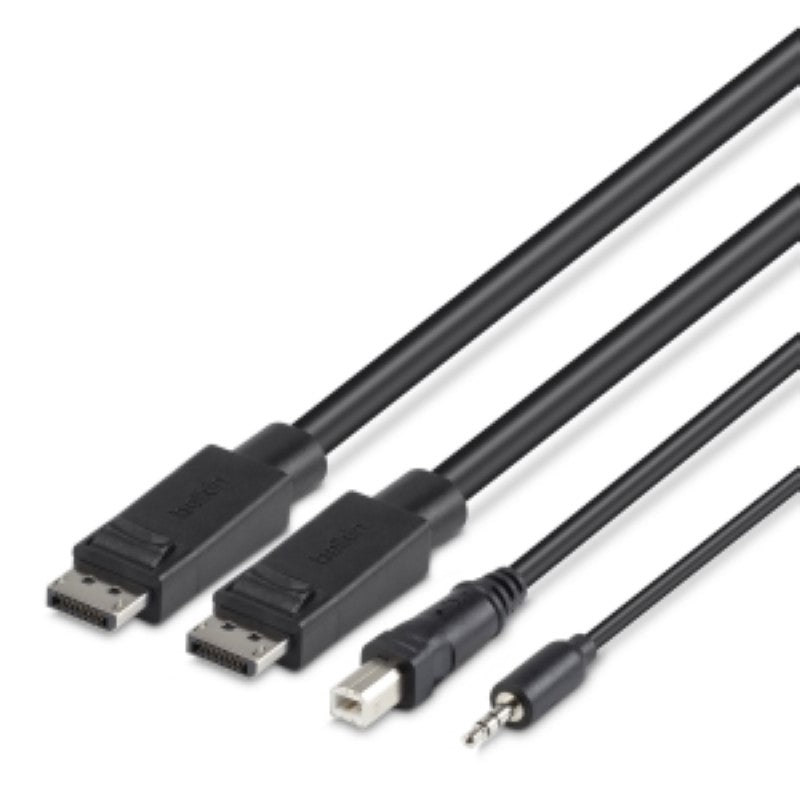 Belkin 6' Dual Head DP to DP KVM Combo Cable for seamless connection of keyboard, mouse, and display with minimal clutter.