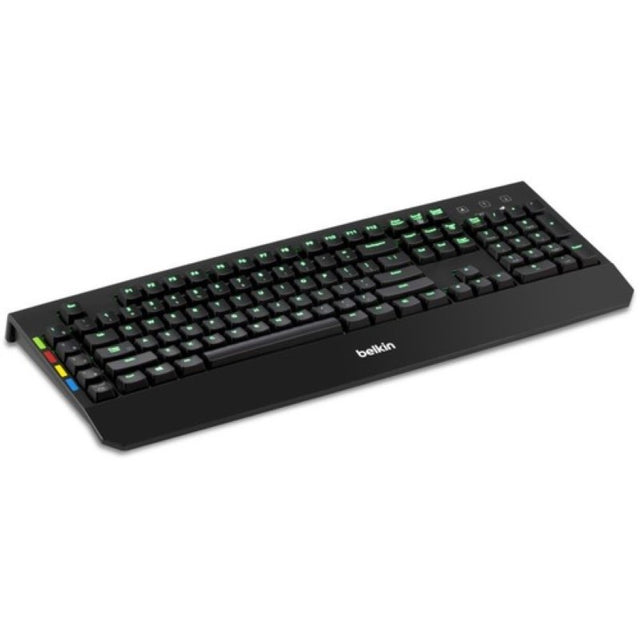 Belkin Secure KVM Remote Control with backlit keyboard for easy channel selection and secure workspace management.