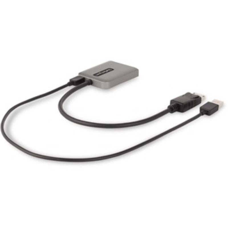 StarTech DisplayPort MST Hub connects two 4K monitors at 60Hz with HDR, featuring a 30cm built-in cable and USB power.