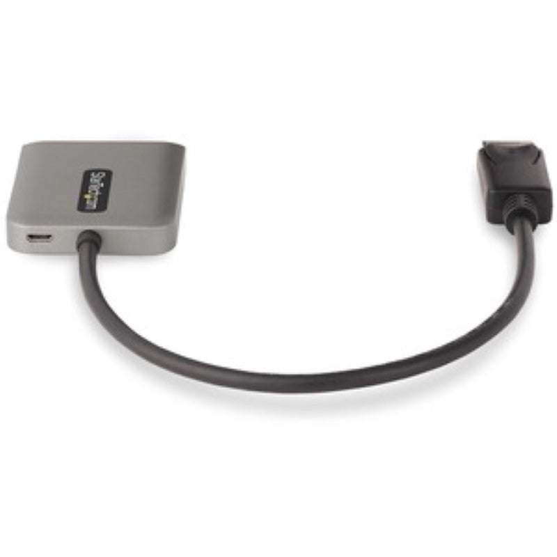 StarTech DisplayPort MST hub enabling dual 4K 60Hz displays with HDR, featuring a 30cm built-in cable for easy setup.