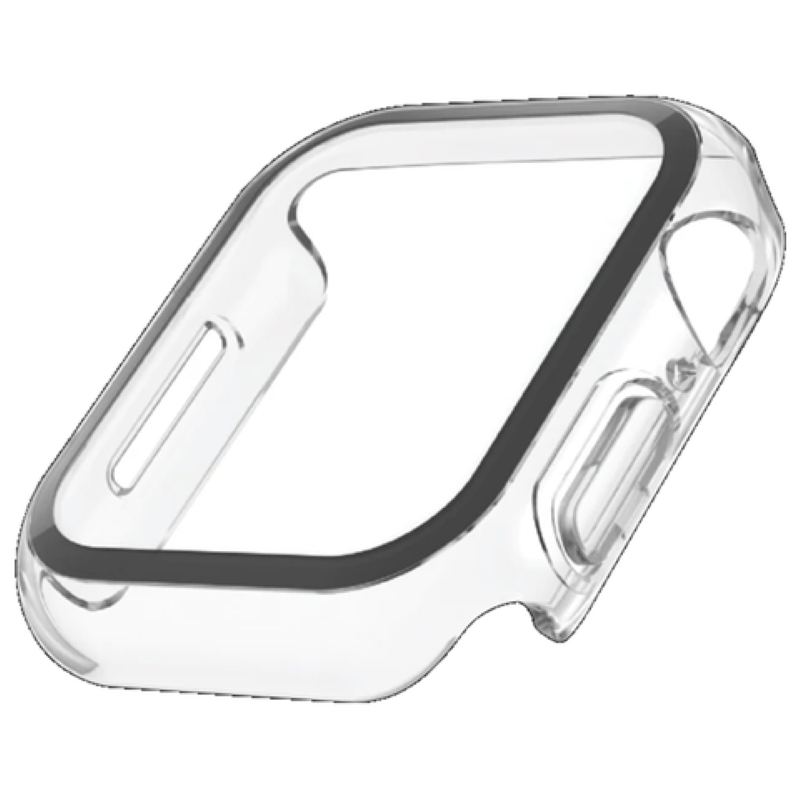 Belkin Clear Apple Watch Bumper Case for 40/41MM, offering scratch and bump resistance with a sleek, transparent design.