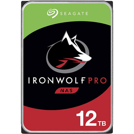 Seagate IronWolf Pro 12TB Internal Hard Drive for NAS, featuring 7200RPM speed and 5-year warranty.