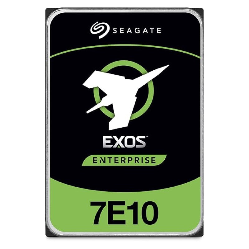 2TB Seagate Exos 7E10 SATA Hard Drive, 7200 RPM, designed for high-performance enterprise storage and data security.