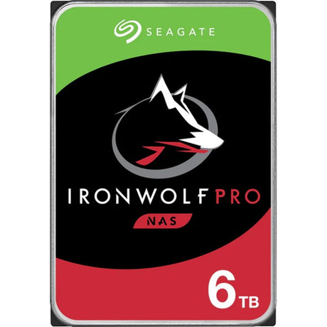 Seagate IronWolf Pro 6TB Internal Hard Drive for NAS, 7200 RPM, optimized for 24/7 performance and RAID configurations.