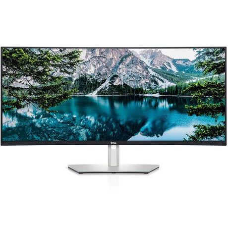 Dell UltraSharp U3824DW 37.5-inch curved monitor with 3840x1600 IPS, 21:9 ratio, USB-C, HDMI ports, and built-in speakers.