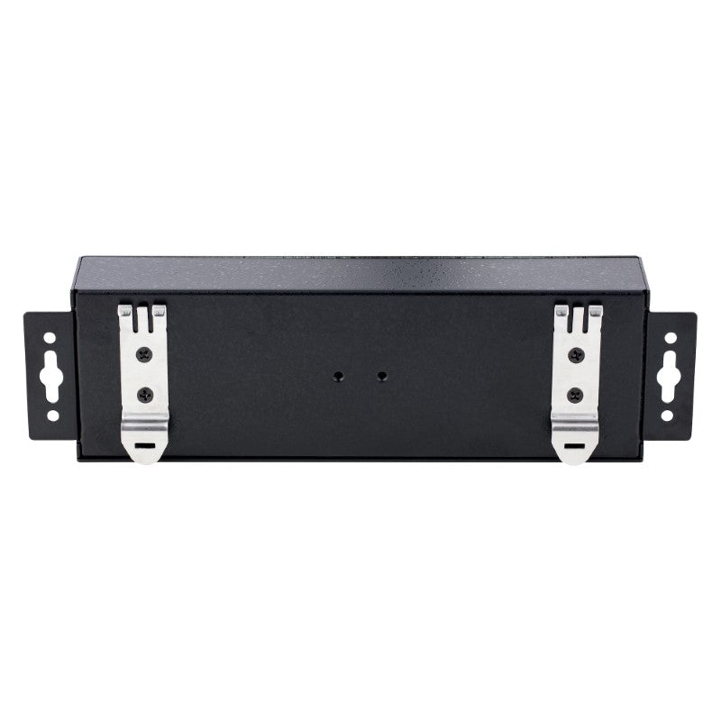 Rugged 10-port USB 2.0 hub with ESD protection, ideal for harsh environments, features durable steel housing and lockable ports.
