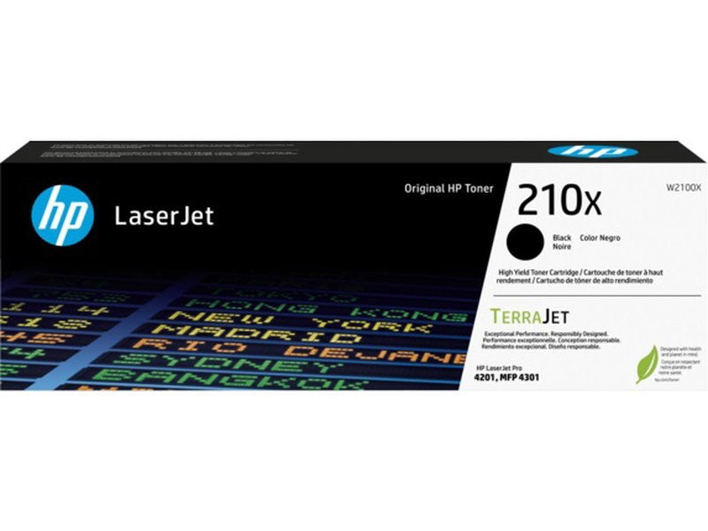 HP 210X black toner cartridge offers high yield of 6,500 pages, ideal for superior quality and high-volume printing.