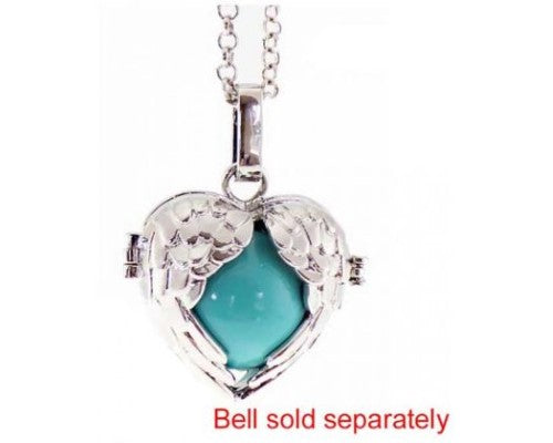 Elegant wings locket necklace in rhodium, 80cm chain, symbolizes protection and spiritual connection with your guardian angel.