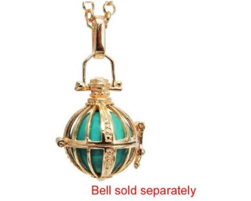 Rose Gold Angel Caller Cage locket with sparkling diamantes on an adjustable 80cm chain, symbolizing elegance and spirituality.