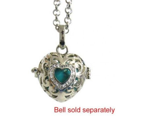 Elegant Angel Caller diamante heart locket with rhodium plating on an 80cm chain, perfect for meaningful jewelry.