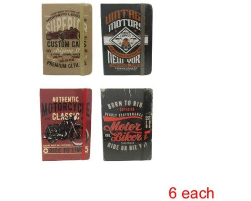 Set of 24 small man cave notebooks with lined pages and elastic closures, perfect for creative thoughts and sketches.