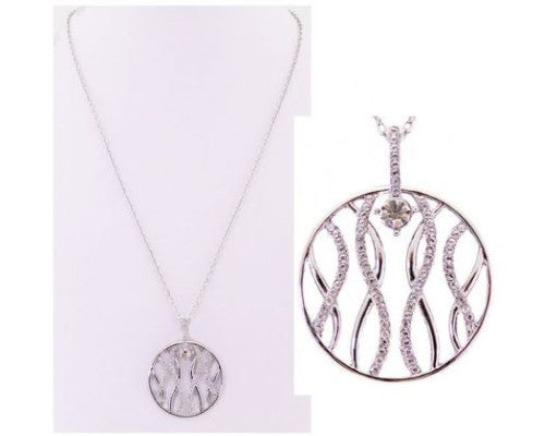 Elegant round silver necklace with sparkling diamante embellishments, perfect for layering or standalone wear.