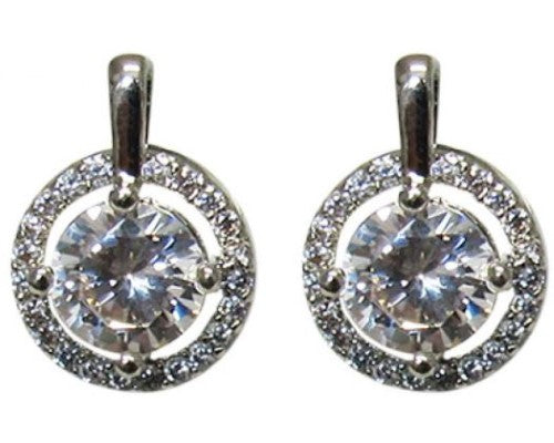 Elegant 1.5cm pierced earrings with clear CZ stones in a unique silver twist design, perfect for any occasion.
