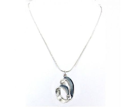 Elegant necklace featuring a matt blue ribbon intertwined with sparkling crystals for modern sophistication.