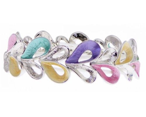 Vibrant Multi-coloured Ribbon Hearts Bracelet featuring playful heart designs, perfect for any occasion.