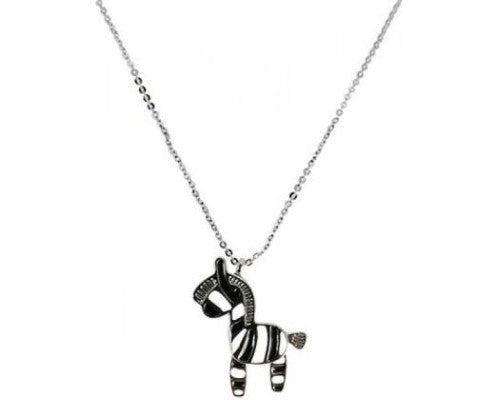 Stunning Zebra Necklace featuring a unique zebra pattern, 46 cm chain, perfect for casual or evening wear.