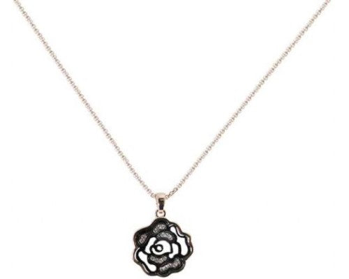 Rose gold outline rose necklace, 48cm long, elegant charm perfect for layering or solo wear. A chic accessory for any occasion.