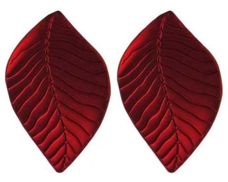 Elegant Jax Leaves Red earrings with a unique leaf design, vibrant red hue, perfect for any occasion.