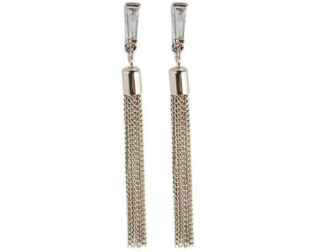Elegant Jax Coffee Gold Tassels Earrings with flowing gold tassels, perfect for any occasion and enhancing your accessory collection.