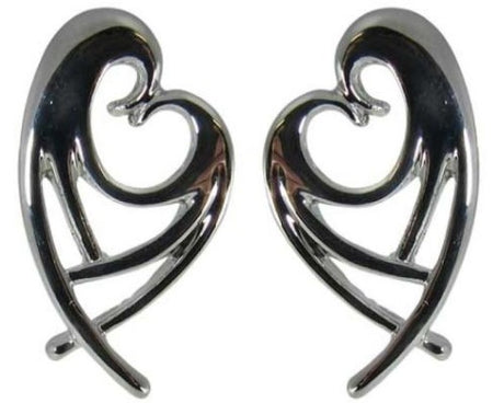 Rhodium-plated Jax Angel Wings Earrings with intricate details, symbolizing freedom and elegance, perfect for any occasion.