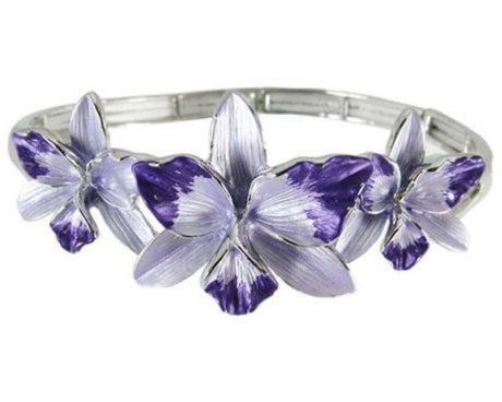 Elasticated Jax Lillies Bracelet in vibrant purple, perfect for versatile styling and comfortable wear.