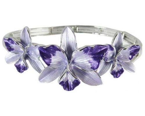 Elasticated Jax Lillies Bracelet in vibrant purple, perfect for versatile styling and comfortable wear.