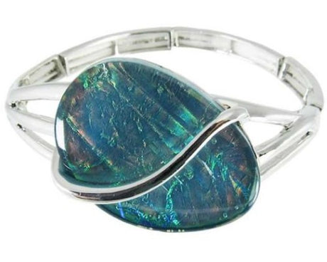 Jax Opal-Blue Splash Bracelet with elegant blue opal beads, elasticated for comfort and versatility in styling.