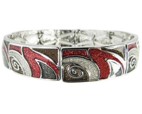 Vibrant red Jax Pacific Wave Bracelet with elastic band, perfect for ocean lovers and stylish daily wear.