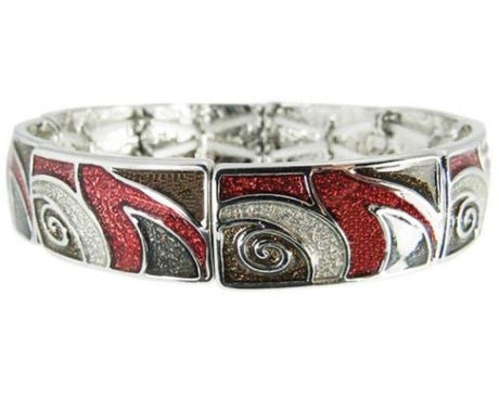 Vibrant red Jax Pacific Wave Bracelet with elastic band, perfect for ocean lovers and stylish daily wear.