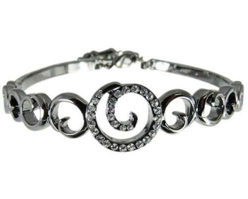 Elegant Jax Gun Black Spirals Bracelet with diamantes, featuring an adjustable clasp and unique spiral design.