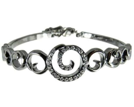 Elegant Jax Gun Black Spirals Bracelet with diamantes, featuring an adjustable clasp and unique spiral design.