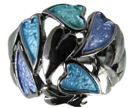 Elegant Jax Cluster of Hearts ring showcasing a charming heart motif with an elasticated band for a comfortable fit.