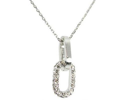 Elegant Jax Swarovski Oval Silver Necklace with a shimmering oval pendant and adjustable silver chain.