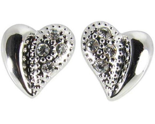 Heart-shaped earrings adorned with genuine Swarovski crystals, measuring 1.1 cm by 0.9 cm, perfect for elegant occasions.