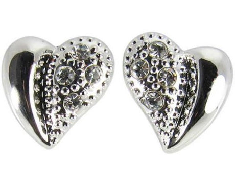 Heart-shaped earrings adorned with genuine Swarovski crystals, measuring 1.1 cm by 0.9 cm, perfect for elegant occasions.