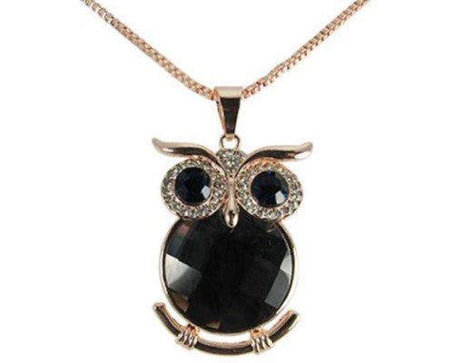 Elegant Jax Crystal Owl Necklace with shimmering crystals, adjustable 70 cm chain, and intricate owl pendant.