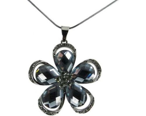 Elegant Jax Crystal Flower Necklace with a 5 cm pendant, featuring a delicate 72 cm chain plus extension for versatile styling.